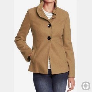 Camel Ruffle Collar Peacoat